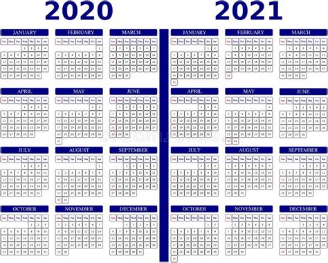 Calendar Template For 2020 2021 Year 2020 2021 Calendar On White