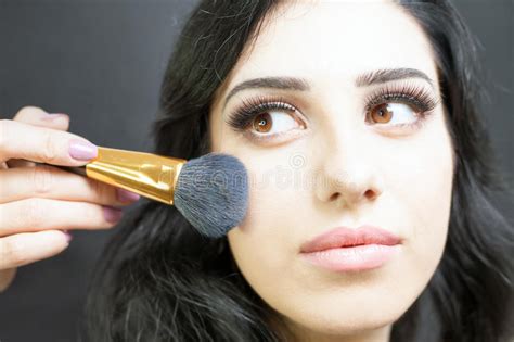 Makeup Artist Woman Doing Make Up Using Cosmetic Brush For Yourself