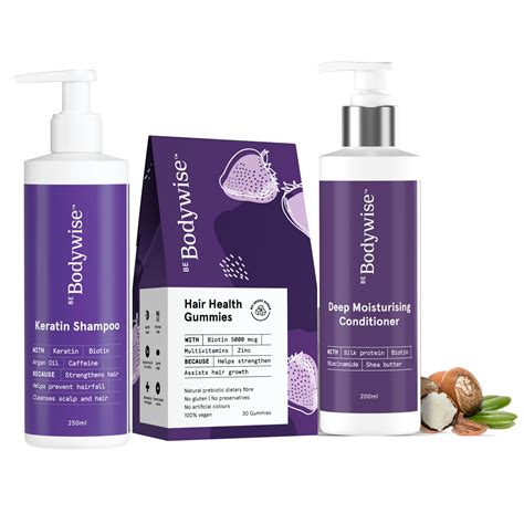 buy bodywise daily hair care essential kit biotin hair gummies 30 days pack keratin hair