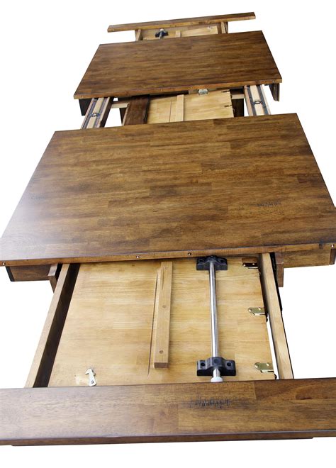 Asian hardwood and walnut veneer. Dining Leg Table with 2 Self Storing Butterfly Leaves by ...