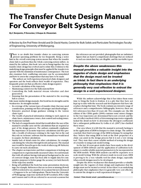 The Transfer Chute Design Manual For Conveyor Belt Systems Design