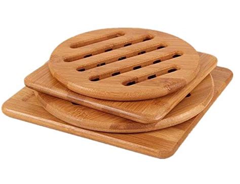 Alfto Hot Pads Trivettable Solid Bamboo Wood Trivets For Hot Dishes