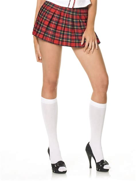 Knee High Socks White Knee High Stockings School Girl Costume Mini Skirts