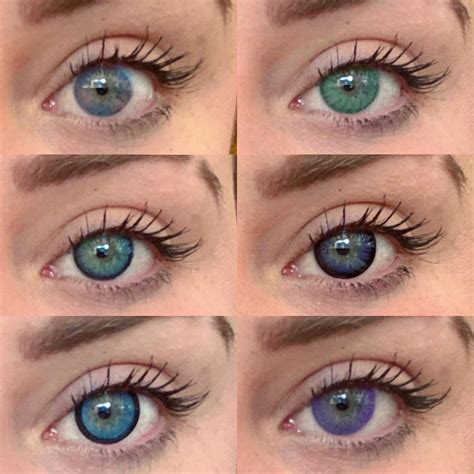 6 different colored contacts on blue eyes | Colored contacts, Contact lenses colored, Eye color ...