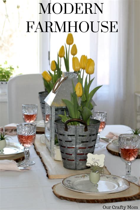 Set A Modern Farmhouse Style Spring Tablescape Our Crafty Mom