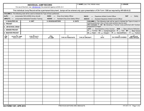 Da Form 1306 Fillable Printable Forms Free Online