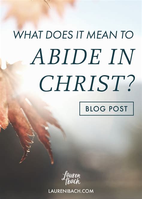 What Does It Mean To Abide In Christ Lauren Ibach