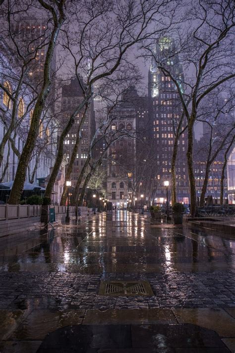 Bryant Park During The Rain Magical New York In The Fog Etsy