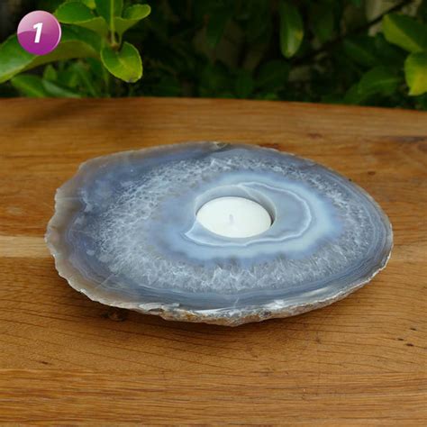 Natural Agate Tea Light Candle Holder Earth Inspired Ts