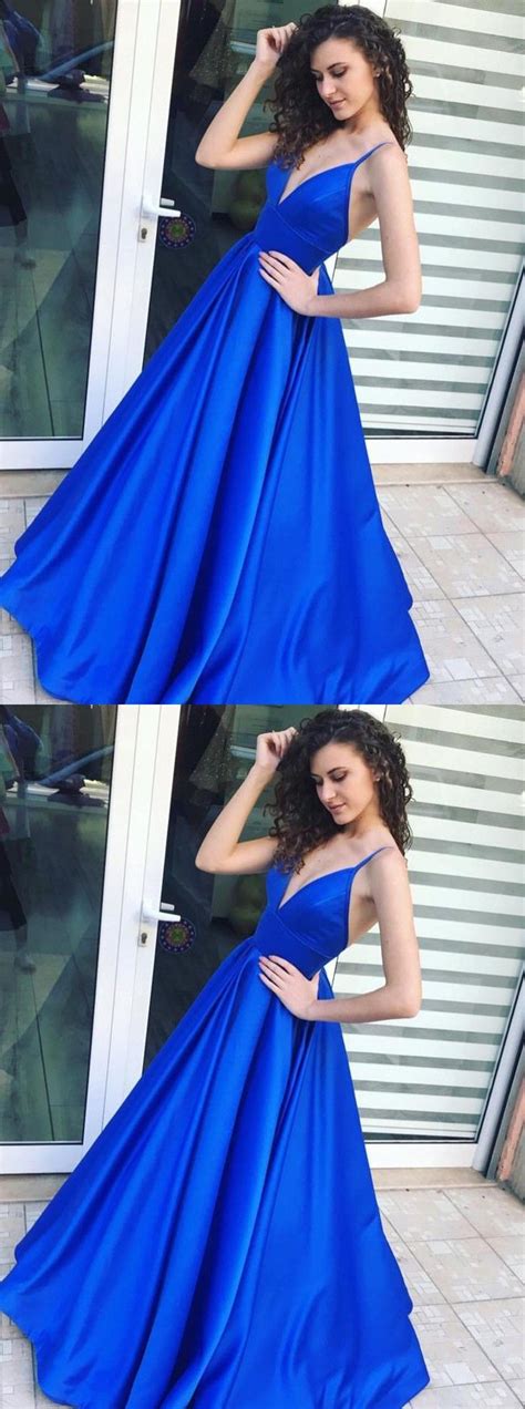 Royal Blue Prom Party Dresses Elegant V Neck Formal Evening Gowns Royal Blue Prom Dresses