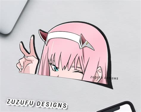 Zero Two Sticker Peeker Cute Darling In The Franxx Anime Girl Etsy