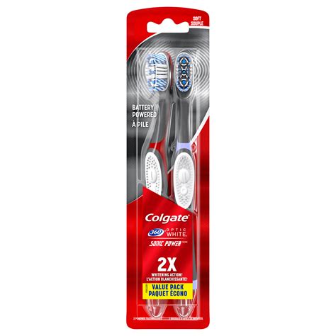 Colgate 360 Optic White Sonic Powered Vibrating Soft Toothbrush 2 Count Walmart Com