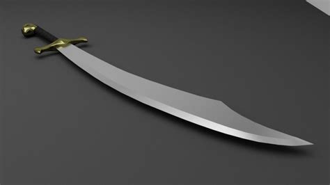 3d Model One Handed Scimitar Curved Sword Vr Ar Low Poly Cgtrader