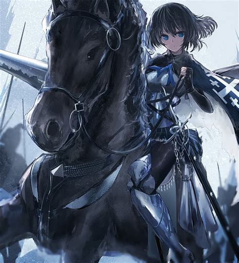Hd Wallpaper Swav Anime Anime Girls Horse Sword Knight