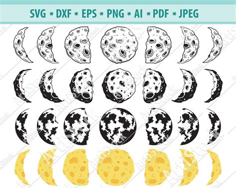 Moon Phases Svg Moon Svg Full Moon Svg Moon Phases Clipart Etsy New