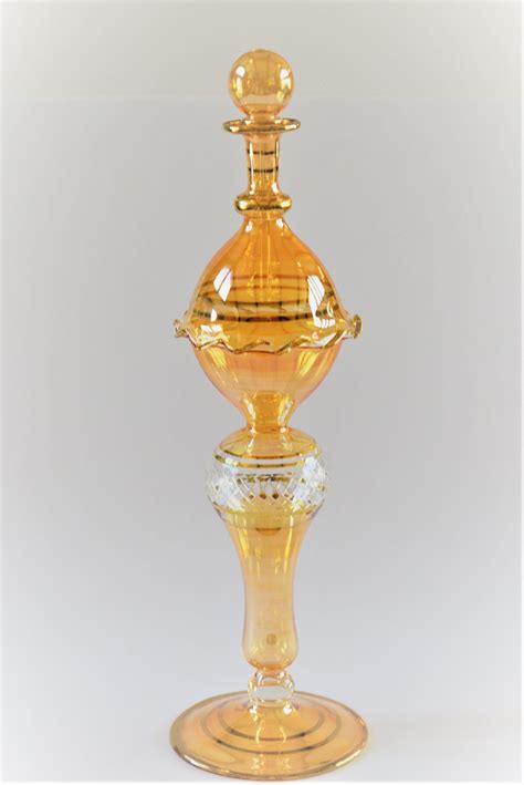 Imperial Size Perfume Bottle With 14 K Gold Egyptian Etsy Hand Blown Hand Blown Glass