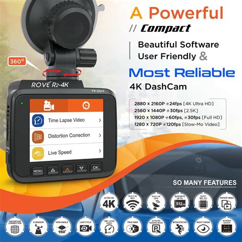 Rove R2 4k Car Dash Cam 4k Ultra Hd 2160p Built In Wifi And Gps