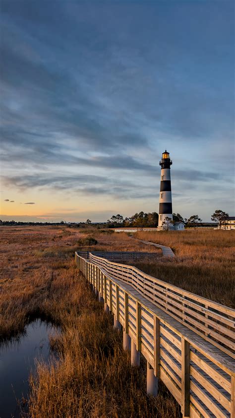 Bodie Island Lighthouse Along North Carolina Outer Banks Just Before
