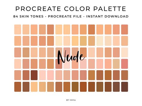 Procreate Skin Tones Palette Nude Color Palette 84 Procreate Etsy