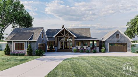 1 Story Beach Lake Style House Plan With Wraparound Covered
