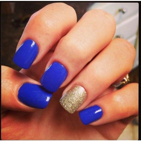 Royal Blue And Gold Nails I Love College Liked On Polyvore Featuring