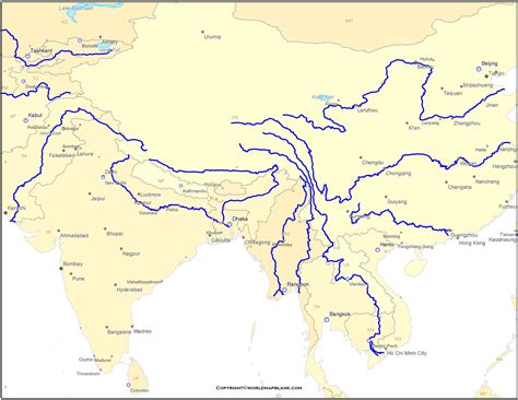 Printable Asia Rivers Map World Map Blank And Printable