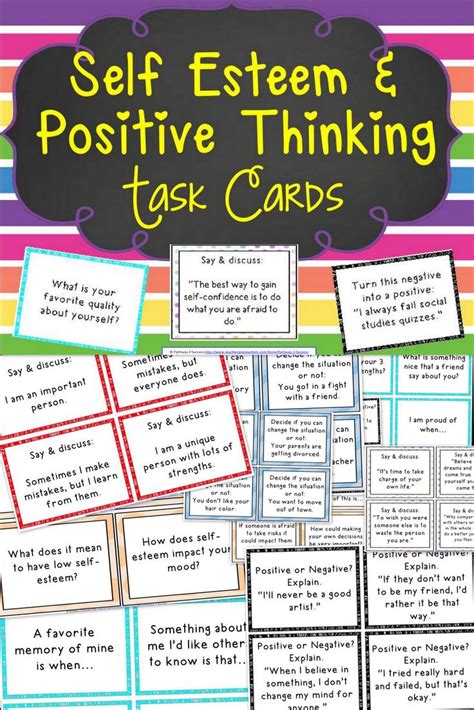 esteem  positive thinking task cards thinking