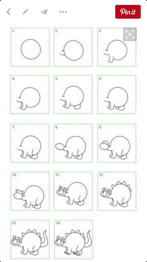Reis naar de tijd van de dino's en speel met hen. Dino tekenen (With images) | Drawing for kids, Step by step drawing, Easy drawings