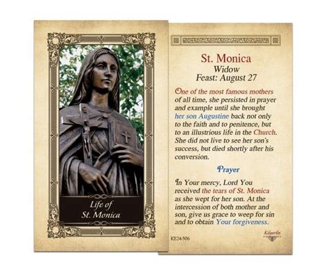 Laminated Holy Cards Life Of St Monica Laminated Holy Card Holy