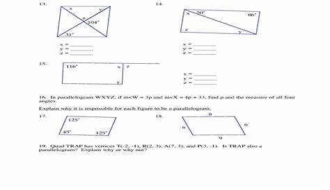 geometry parallelogram worksheets