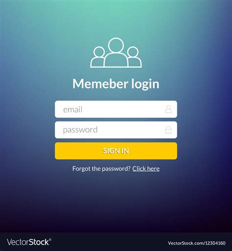 Login User Interface Sign In Web Element Template Vector Image