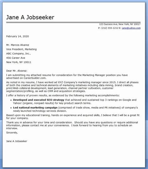 View livecareer's expert marketing cover letter examples to get started! 40 Marketing Cover Letter Sample | Cover letter for resume ...