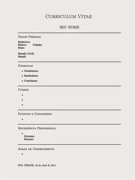 A Blank Resume Template For Students With No Work On The Job And No