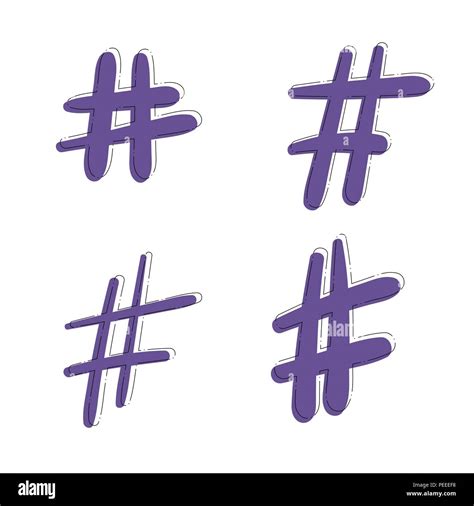 Hand Drawn Hashtag Sign Isolated Number Simbol Glitch Chromatic