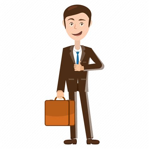 Briefcase Business Businessman Cartoon Man Manager Standing Icon