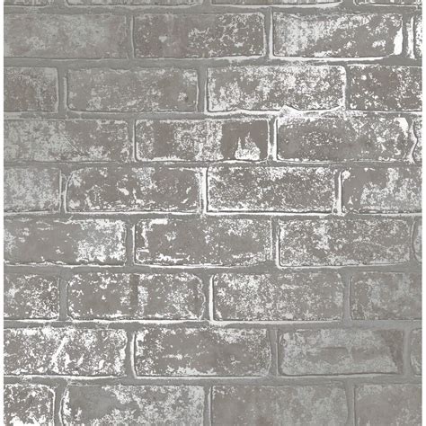 Loft 10m X 53cm Metallic Finish Wallpaper Roll Brick Effect Wallpaper