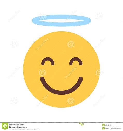 Angel Emoji Isolated On Yellow Background Emoticon With Wings And Halo