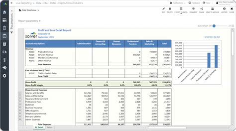 Profit And Loss Report With Department Comparisons Example Uses