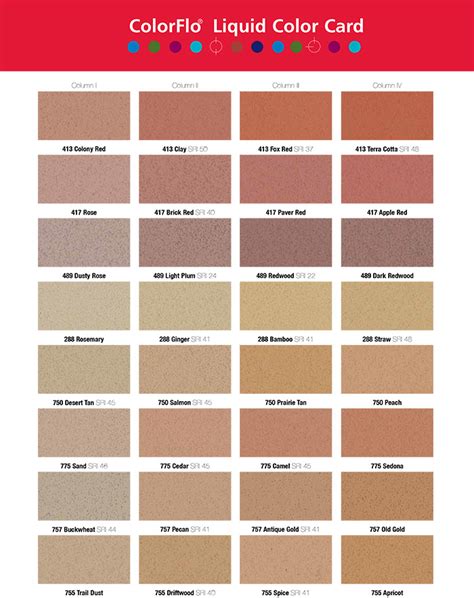 Available in a multitude of color choices, concrete. Concrete Color Chart -- Color Chart for adding Color to ...