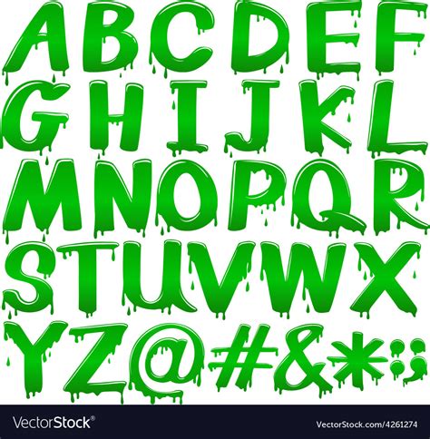 Letters Of The Alphabet In A Melting Green Vector Image