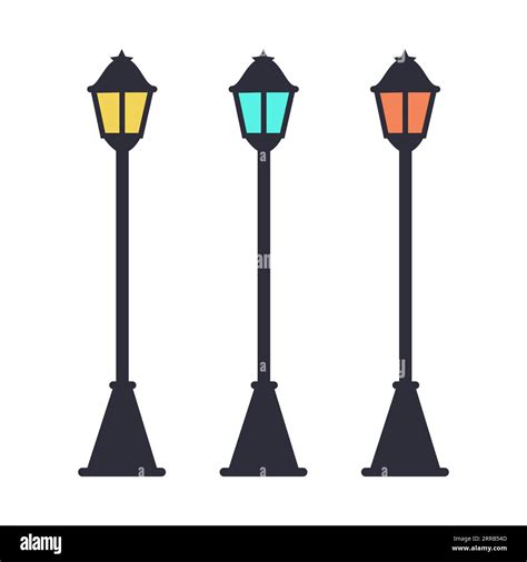 Retro Vintage Street Lights Street Lamps And Lamp Posts Flat Style