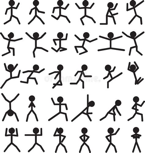 Ilustración Acerca Pegue Las Figuras Del Hombre En Diversos Movimientos