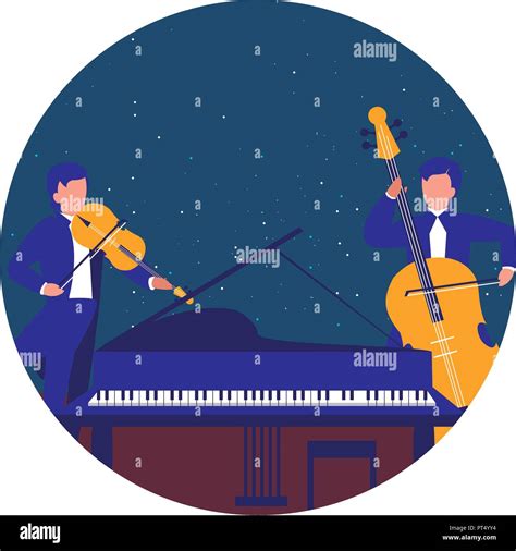 Symphony Orchestra Design With Musicians Playing Violin And Chello Over