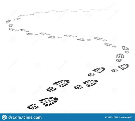 Footstep Path In Perspective Walking Away Footprint Trail Trace Of