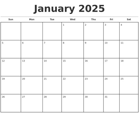 Printable Weekly Calendar January 2025