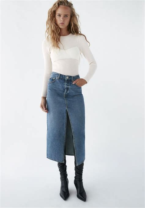 13 Denim Midi Skirts To Wear Now Long Denim Skirt Denim Midi Skirt