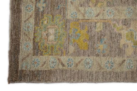 Modern Turkish Oushak Rug Oushak With Colored Flower Garden Details For