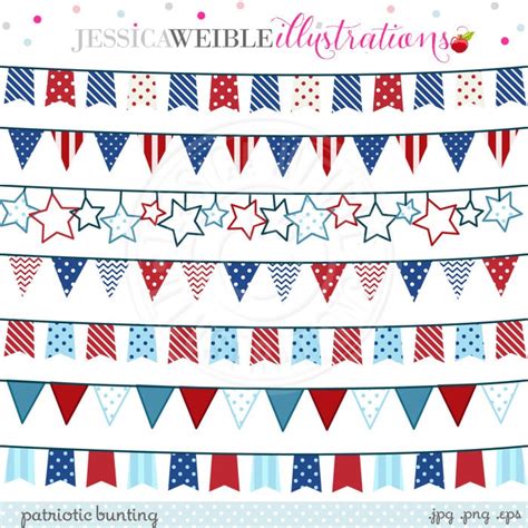 Patriotic Bunting Clipart Patriotic Banners Red White Blue Etsy