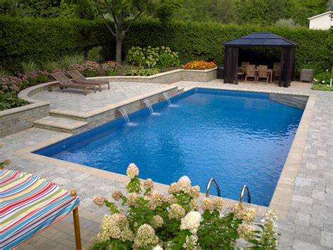 Rectangle Pool With Sheer Descent Water Feature Modern Pool