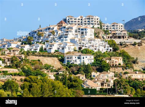 Village With White Houses In Benahavis Malaga Andalusia Spain Stock
